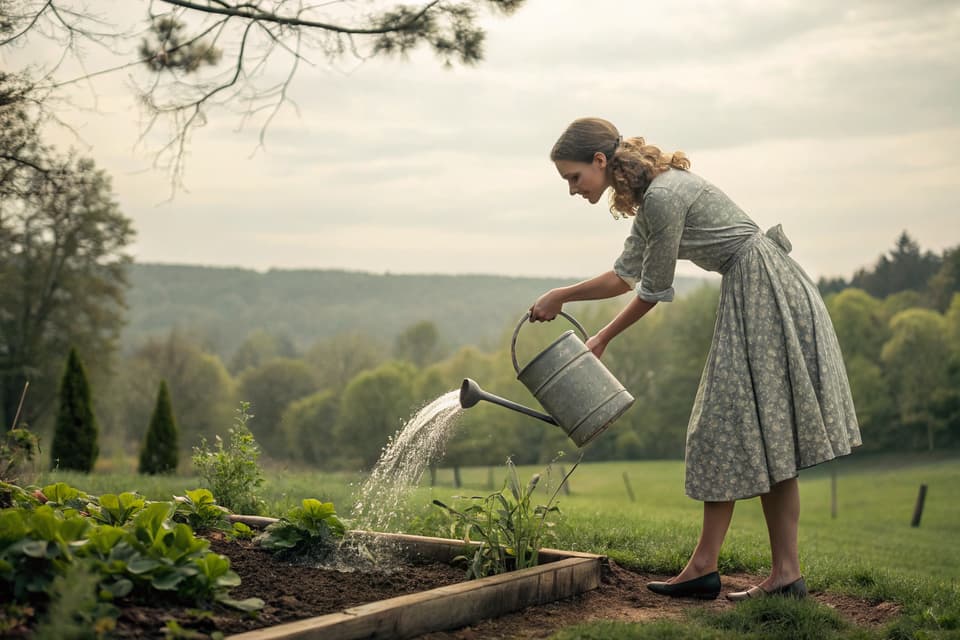 Choose a long-spouted watering can; I find it precisely delivers water to roots with minimal waste.